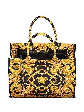 Versace Women's Medusa Barocco Canvas Tote Bag in Black (view 2)