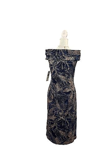 Ralph Lauren Blue and Gold Floral Cocktail Dress (view 2)