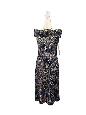 Ralph Lauren Blue and Gold Floral Cocktail Dress (view 1)