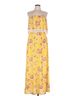 Justify 95% Polyester 5% Spandex 100% Polyester Floral Yellow Casual Dress Size L - photo 1