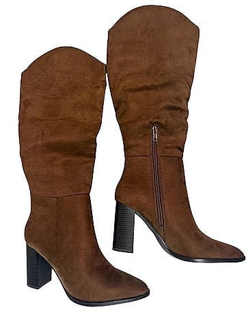 SODA Women's Suede Tall Boot in Chocolate (view 2)