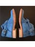 Free People 100% Leather Solid Blue Ankle Boots Size EU 37 - photo 3