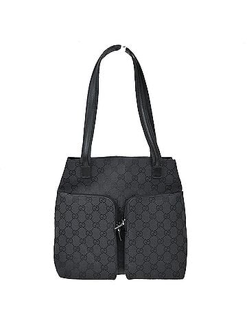 Gucci Double Pocket Tote Gg Canvas Black Canvas Tote Bag Bag (view 1)