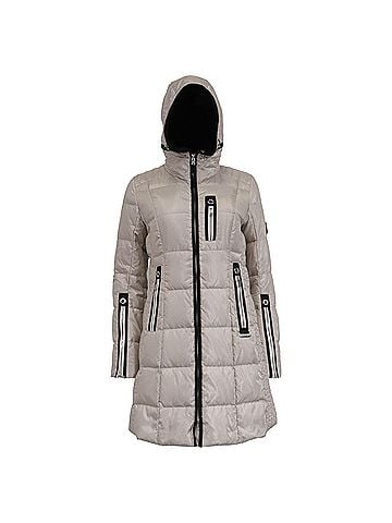 Bogner Bogner Zip-Up Hooded Down Coat with Pockets in Grey Polyamide (view 1)