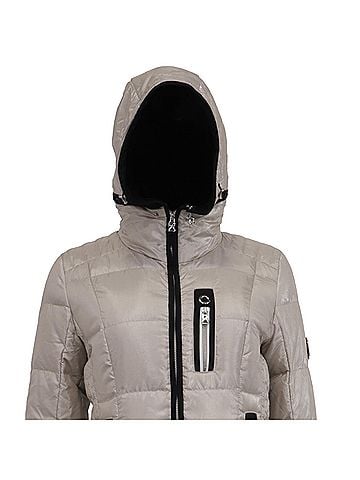 Bogner Bogner Zip-Up Hooded Down Coat with Pockets in Grey Polyamide (view 2)