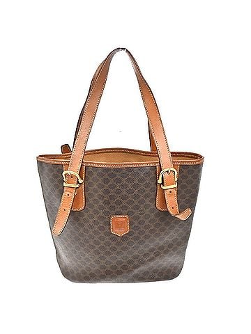 Céline Vintage Macadam Tote Bag Canvas And Leather Brown Canvas Tote Bag Bag (view 1)