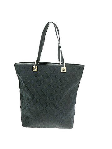 Gucci Vintage Bucket Shopping Tote Gg Canvas Black Canvas Tote Bag Bag (view 1)
