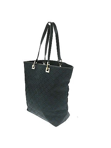 Gucci Vintage Bucket Shopping Tote Gg Canvas Black Canvas Tote Bag Bag (view 2)