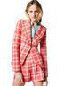 Smythe 100% Cotton Plaid Red Orange Blazer Size 12 - photo 1