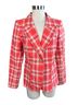 Smythe 100% Cotton Plaid Red Orange Blazer Size 12 - photo 2