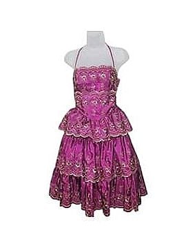 open lace back dress Betsey Johnson 50s Style Brown Tiered Lace Party Prom Pinup Dress main image 0