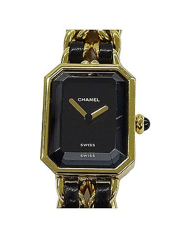 Chanel Chanel CHANEL Women's Watch Brand Premiere Quartz QZ GP Leather L Size H0001 Square Gold Black (view 2)