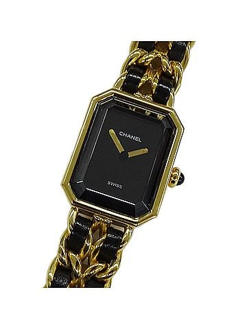 Chanel Chanel CHANEL Women's Watch Brand Premiere Quartz QZ GP Leather M Size H0001 Square Gold Black (view 1)
