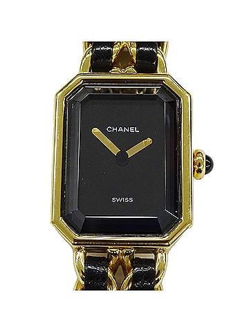 Chanel Chanel CHANEL Women's Watch Brand Premiere Quartz QZ GP Leather M Size H0001 Square Gold Black (view 2)