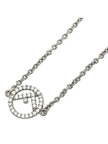 Fendi Fendi F is Logo Chain Necklace, Silver Metal, Cubic Zirconia, Women's FENDI (view 1)