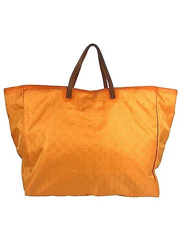 Gucci GUCCI 286198 GG Logo Bag Tote Travel Handbag Leather Nylon Men's Women's Orange (view 2)