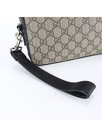 Gucci Mint condition Gucci GG Supreme 450949 leather clutch bag/handbag/pouch, brown, men's. (view 2)