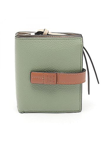 Loewe Loewe Anagram Compact Zip Wallet, Bi-fold Leather, Women's, Green/Brown (view 1)