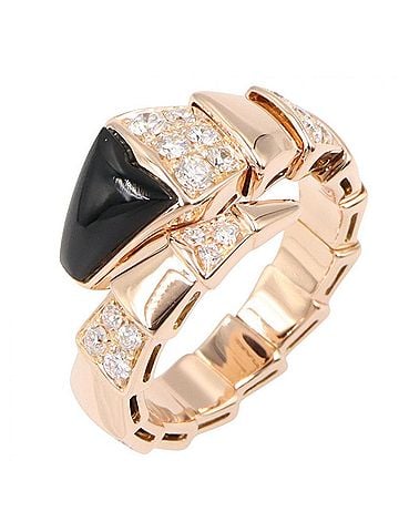 Bvlgari Bulgari BVLGARI Serpenti Viper S Onyx Diamond Ring - Ring/Finger Jewelry 18KPG (Pink Gold) Women's Gold Tone Black Clear (view 1)