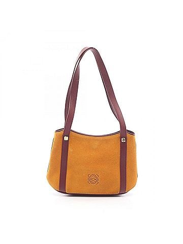 Loewe Loewe Anagram Tote Bag Handbag Suede Leather Women's Yellow/Burgundy (view 1)