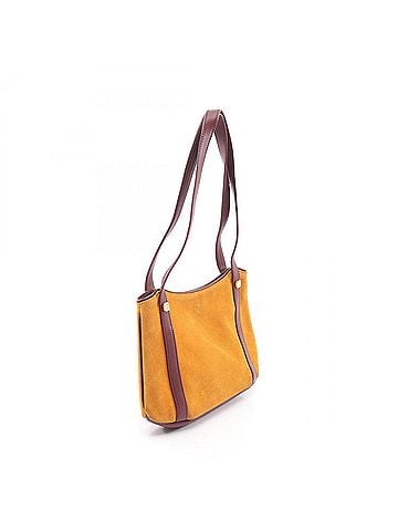 Loewe Loewe Anagram Tote Bag Handbag Suede Leather Women's Yellow/Burgundy (view 2)