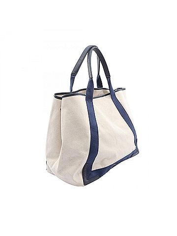 Balenciaga Balenciaga NAVY CABAS M 2-Way Tote Bag/Handbag, Canvas and Leather, Women's, White/Navy, 339936 (view 2)