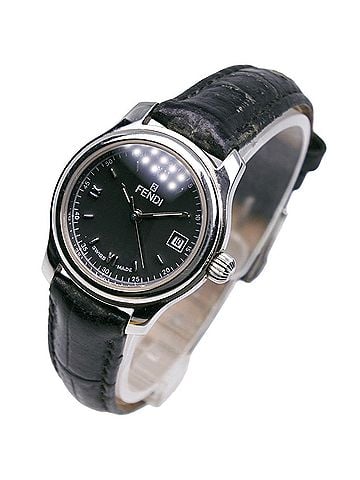 Fendi Fendi Olologi Women's Watch, 210L Stainless Steel x Leather Strap, Quartz Analog, Black Dial, Women's. (view 2)