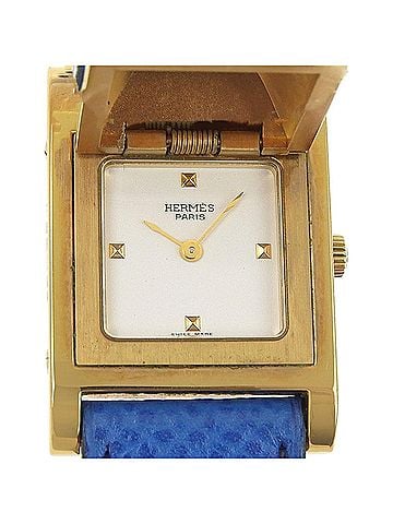 Hermès Hermes Medor watch, gold plated x leather, 1994 model, quartz, analog, white dial, women's. (view 1)