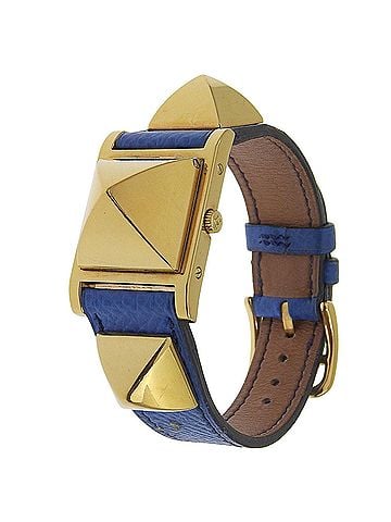 Hermès Hermes Medor watch, gold plated x leather, 1994 model, quartz, analog, white dial, women's. (view 2)