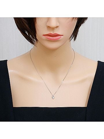 Unbranded Necklace, Pt850/Pt900 Platinum, Diamond 0.15ct, 0.02ct, Women's, Pre-owned (view 2)