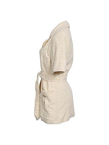 Sandro Sandro Truman Belted Tweed Jacket In Beige Cotton (view 2)