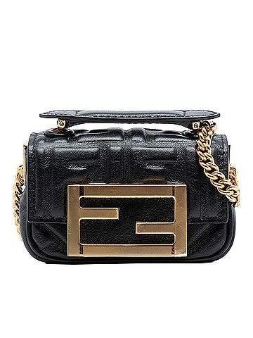Fendi Nano Zucca Embossed Leather Baguette Chain Bag (view 1)