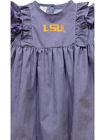 Vive La Fete Girl's Lsu Tigers Embroidered Gingham Ruffle Dress (view 2)