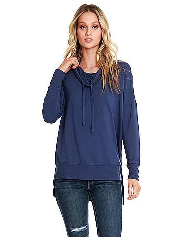 Bobi Funnel Neck Hoodie in Coast (view 2)
