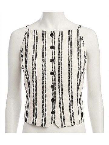 Fifteen Twenty Elis Sleeveless Button Up Top in Black/White (view 1)