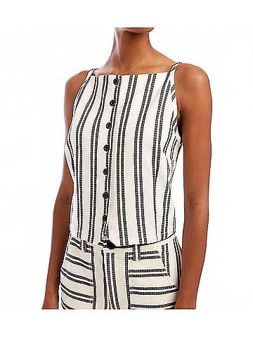 Fifteen Twenty Elis Sleeveless Button Up Top in Black/White (view 2)