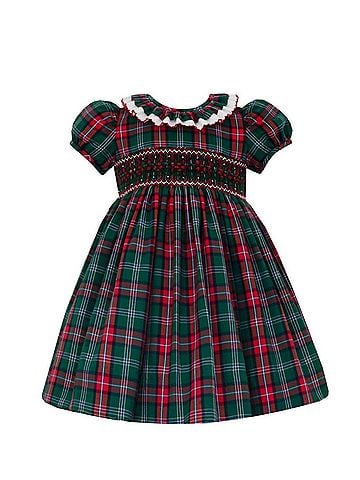 Anavini Girl's Plaid Smocked Short Sleeve Float Dress (view 1)