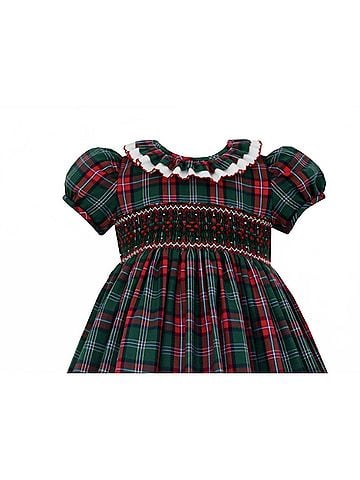 Anavini Girl's Plaid Smocked Short Sleeve Float Dress (view 2)