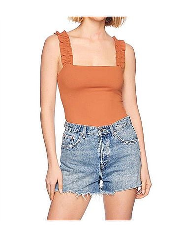 Susana Monaco Ruffle Strap Top in Umber (view 2)