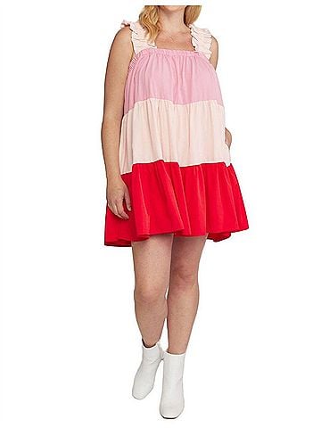 Entro Color Block Tiered Dress - Plus (view 2)