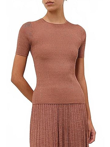 Zimmermann Wanderlust Metallic Tee in Dusty Rose (view 2)