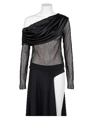 Christopher Esber Vilenica Veiled Off The Shoulder Top in Black (view 1)