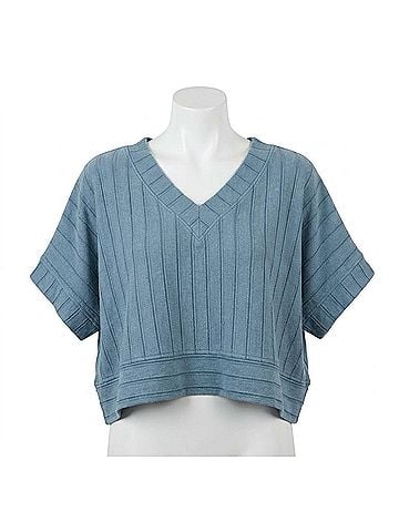 Umgee T-Crop Til You Drop Crop Top in Dusty Blue (view 1)