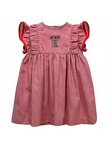 Vive La Fete Girl's Texas Tech Raiders Embroidered Gingham Ruffle Dress (view 1)