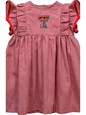 Vive La Fete Girl's Texas Tech Raiders Embroidered Gingham Ruffle Dress (view 2)