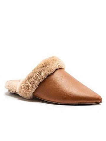Qupid Women's Eskimo Flates Pleather Fur Lined Mules (view 1)
