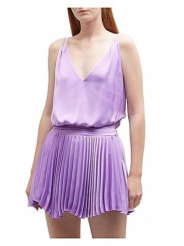 Ramy Brook Aleesia Pleated Satin Mini Dress (view 2)