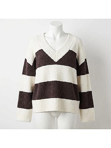 Bella Dahl Oversized V-Neck Sweater in Frost And Fawn (view 1)