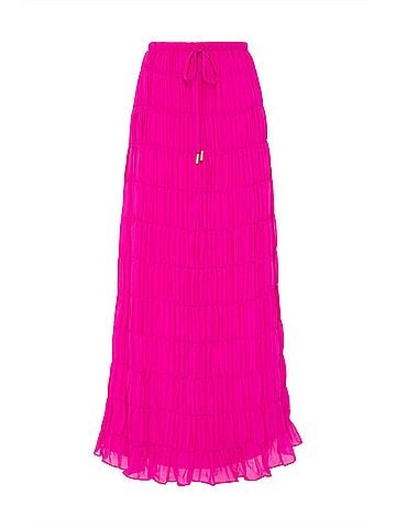 Aje. Rosewood Ruched Maxi Skirt (view 1)