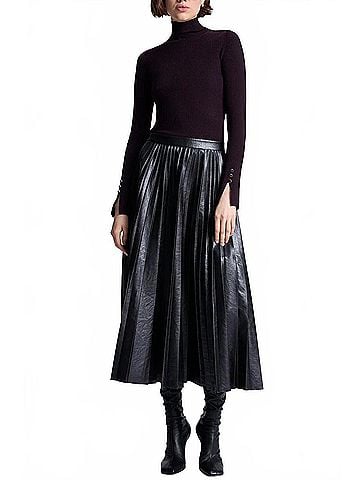 A.L.C. Etta Midi Skirt in Deepest Brown (view 2)